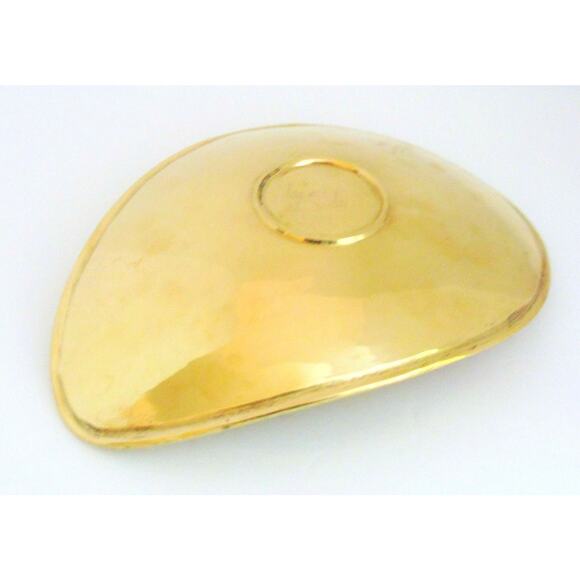 Solid BRASS DRESSER DISH Jewelry Bowl Deco Catchall Coin Tray Trinket Candy 8.8" - Picture 4 of 6